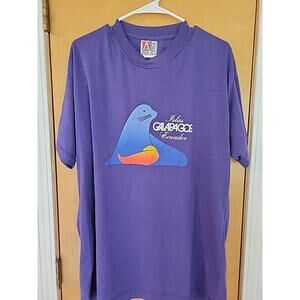 Vtg Men's 90s Galapagos Ecuador Shirt Seals XXL Purple- Actual Brand